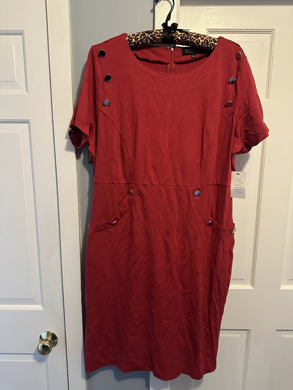Eloquii Scarlet Short-Sleeve Button Pocket Midi Dress 22W - NWT
